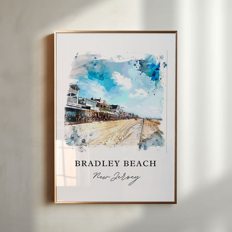 Bradley Beach Wall Art, Bradley Beach Print, Bradley Beach Watercolor, Bradley Beach NJ Gift, Travel Print, Travel Poster, Housewarming Gift