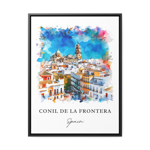 Conil de la Frontera Art, La Frontera Spain Print, Los Bateles, Watercolor, Southern Spain Gift, Spain Travel Poster, Housewarming Gift