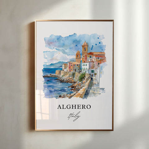 Alghero Italy Wall Art, Alghero Print, Alghero Watercolor, Alghero Gift, Sardinia Travel Print, Travel Poster, Housewarming Gift