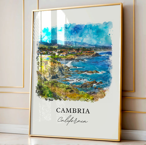 Cambria California Wall Art, Cambria Print, Cambria Watercolor, San Luis Obispo Gift, Travel Print, Travel Poster, Housewarming Gift