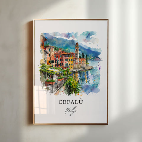 Cefalù Italy Wall Art, Cefalù Print, Cefalù Sardinia Watercolor, Cefalù Italy Gift, Travel Print, Travel Poster, Housewarming Gift