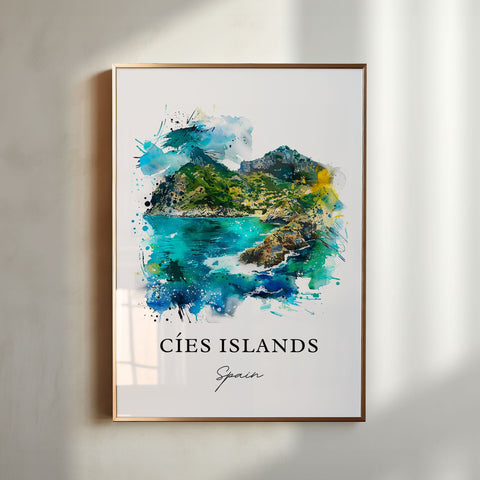 Cíes Islands Art, Cíes Islands Print, Cíes Islands Watercolor, Pontevedra Spain Gift, Galicia Travel Print, Travel Poster, Housewarming Gift