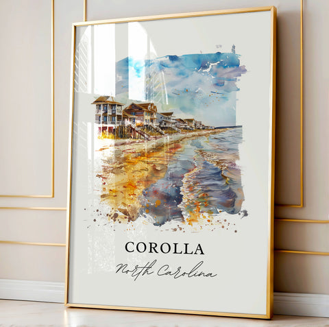 Corolla NC Wall Art, Corolla Print, Corolla OBX Watercolor, Outer Banks Art Gift, Travel Print, Travel Poster, Housewarming Gift