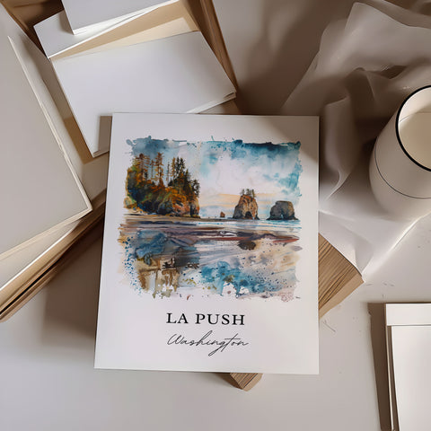 La Push WA Wall Art, La Push Print, La Push Watercolor, La Push Washington Gift, Travel Print, Travel Poster, Housewarming Gift