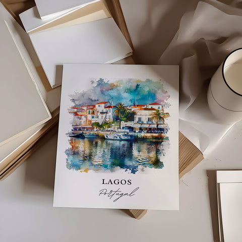 Lagos Portugal Art, Lagos Print, Lagos Watercolor, Lagos Portugal Gift, Travel Print, Travel Poster, Housewarming Gift