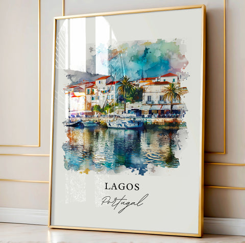 Lagos Portugal Art, Lagos Print, Lagos Watercolor, Lagos Portugal Gift, Travel Print, Travel Poster, Housewarming Gift