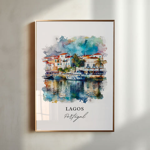 Lagos Portugal Art, Lagos Print, Lagos Watercolor, Lagos Portugal Gift, Travel Print, Travel Poster, Housewarming Gift