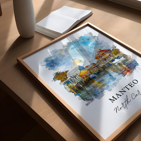 Manteo NC Wall Art, Manteo Print, Manteo Watercolor, Manteo North Carolina Gift, Travel Print, Travel Poster, Housewarming Gift