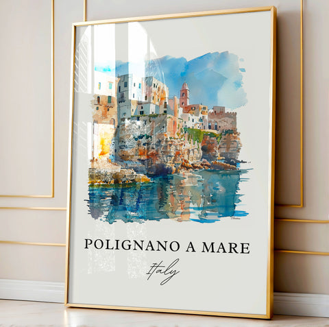 Polignano a Mare Art, Netherlands Print, Polignano a Mare Italy Watercolor, Cala Porto Gift, Travel Print, Travel Poster, Housewarming Gift