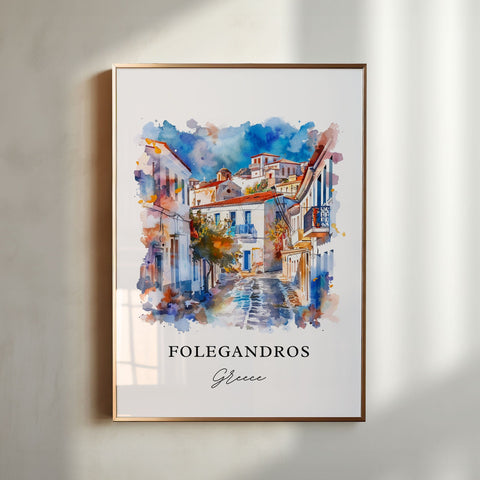 Folegandros Greece Art, Folegandros Print, Folegandros Watercolor, Folegandros Gift, Travel Print, Travel Poster, Housewarming Gift