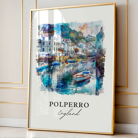 Polperro Wall Art, Polperro Cornwall Print, Polperro Watercolor, Polperro England Gift, Travel Print, Travel Poster, Housewarming Gift