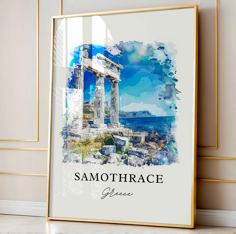 Samothrace Greece Art, Samothrace Thrace Print, Samothrace Watercolor, Samothrace Gift, Travel Print, Travel Poster, Housewarming Gift