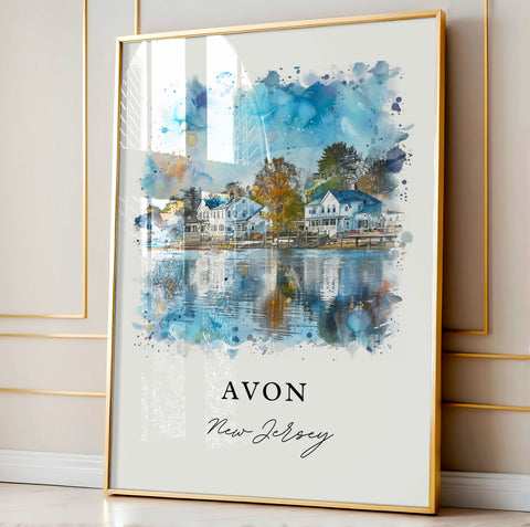 Avon NJ Wall Art, Avon Print, Avon by the Sea Watercolor, Avon New Jersey Gift, Travel Print, Travel Poster, Housewarming Gift