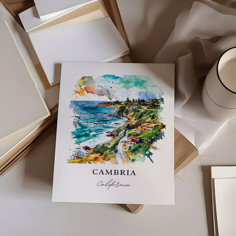 Cambria California Wall Art, Cambria Print, Cambria CA Watercolor, Cambria Gift, Travel Print, Travel Poster, Housewarming Gift