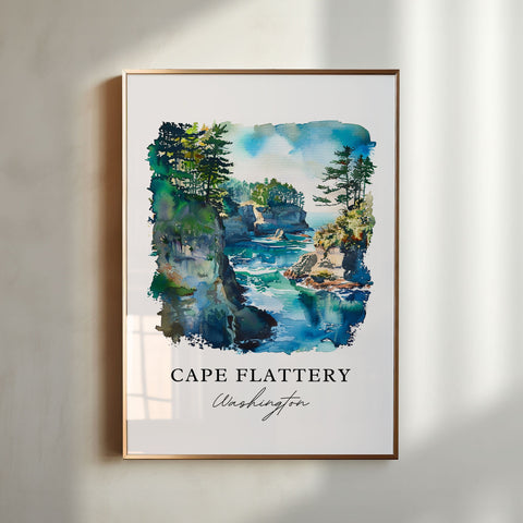 Cape Flattery WA Art, Olympic Peninsula WA Print, Cape Flattery Watercolor, Washington Gift, Travel Print, Travel Poster, Housewarming Gift