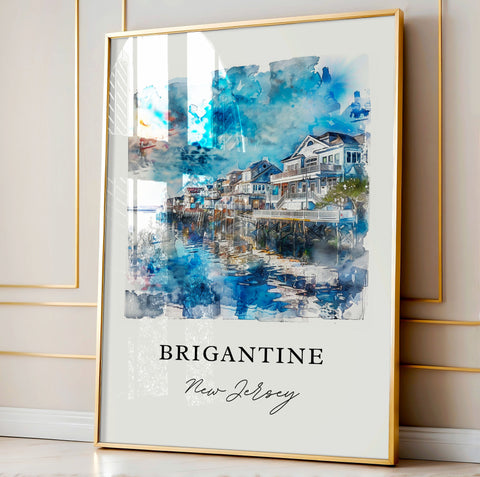 Brigantine NJ Wall Art, Brigantine Print, Brigantine Watercolor, Brigantine New Jersey Gift, Travel Print, Travel Poster, Housewarming Gif