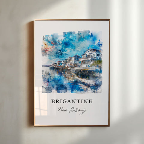 Brigantine NJ Wall Art, Brigantine Print, Brigantine Watercolor, Brigantine New Jersey Gift, Travel Print, Travel Poster, Housewarming Gif