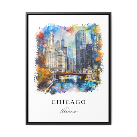 Chicago IL Wall Art, Chicago Print, Chicago Watercolor, Chicago Illinois Gift, Travel Print, Travel Poster, Housewarming Gift