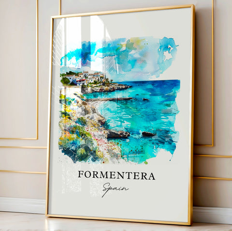 Formentera Wall Art, Balearic Islands Print, Formentera Watercolor, Formentera Spain Gift, Travel Print, Travel Poster, Housewarming Gift