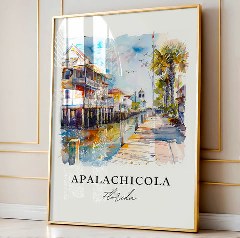 Apalachicola FL Art, Apalachicola Print, Apalachicola Watercolor, Apalachicola Florida Gift, Travel Print, Travel Poster, Housewarming Gift