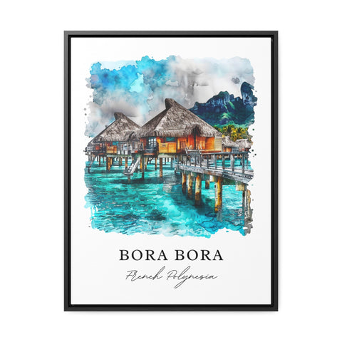 Bora Bora Wall Art, Bora Bora Print, French Polynesia Watercolor, Bora Bora Gift, Travel Print, Travel Poster, Housewarming Gift