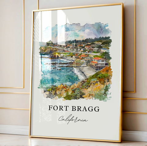 Fort Bragg Cali Art, Fort Bragg CA Print, Mendocino Watercolor, Mendocino California Gift, Travel Print, Travel Poster, Housewarming Gift