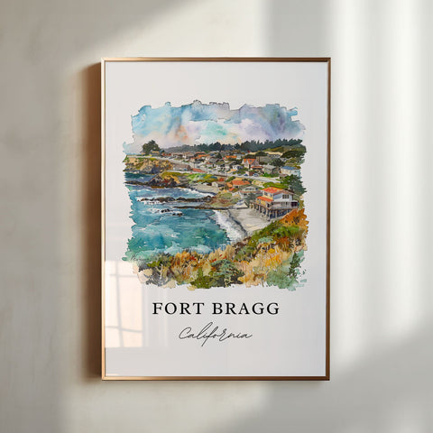 Fort Bragg Cali Art, Fort Bragg CA Print, Mendocino Watercolor, Mendocino California Gift, Travel Print, Travel Poster, Housewarming Gift