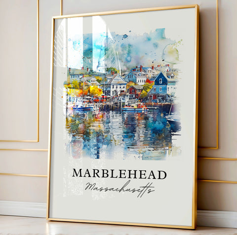 Marblehead MA Wall Art, Marblehead Print, Marblehead Watercolor, Marblehead Mass. Gift, Travel Print, Travel Poster, Housewarming Gift