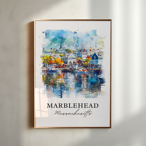 Marblehead MA Wall Art, Marblehead Print, Marblehead Watercolor, Marblehead Mass. Gift, Travel Print, Travel Poster, Housewarming Gift