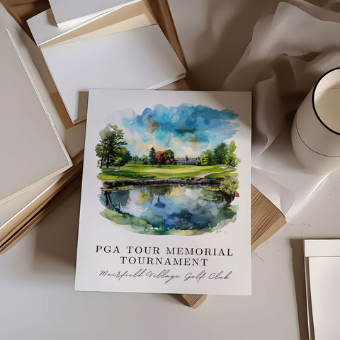 Memorial Tournament Art, PGA Tour Print, PGA Watercolor Art, Muirfield Village Golf Club Gift, Travel Print, Housewarming Gift, Golf Lover