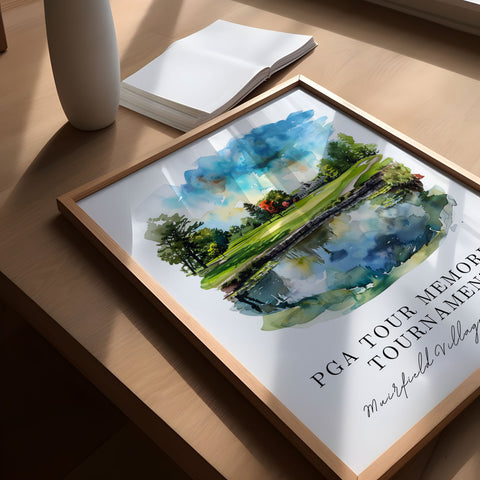 Memorial Tournament Art, PGA Tour Print, PGA Watercolor Art, Muirfield Village Golf Club Gift, Travel Print, Housewarming Gift, Golf Lover