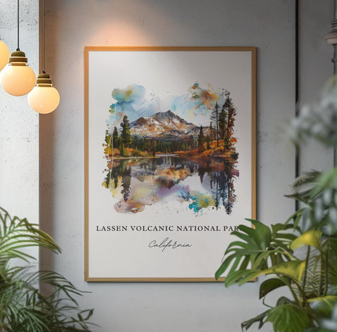 Lassen National Park Art, Lassen Volcanic Print, California Watercolor, Lassen Park Gift, Travel Print, Travel Poster, Housewarming Gift