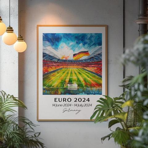 Euro 2024 Wall Art, Euro 2024 Print, UEFA Watercolor Art Euro 2024 Soccer Gift, Germany Travel Print, Housewarming Gift, Soccer Enthusiast