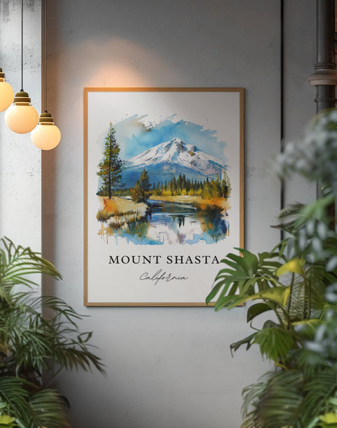 Mount Shasta CA Art, Mount Shasta Print, Siskiyou County Watercolor Art, Mount Shasta Gift, Travel Print, Travel Poster, Housewarming Gift