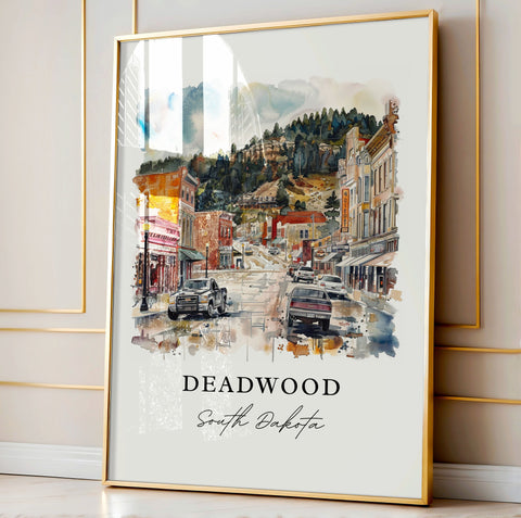 Deadwood South Dakota Art, Deadwood SD Print, Deadwood Watercolor, Deadwood SD Gift, Travel Print, Travel Poster, Housewarming Gift