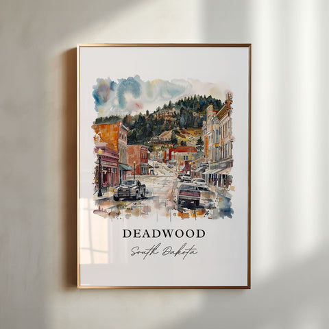 Deadwood South Dakota Art, Deadwood SD Print, Deadwood Watercolor, Deadwood SD Gift, Travel Print, Travel Poster, Housewarming Gift