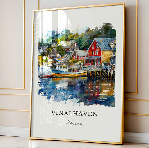 Vinalhaven ME Art, Fox Islands Maine Print, Knox County ME Watercolor Art, Vinalhaven Gift, Travel Print, Travel Poster, Housewarming Gift