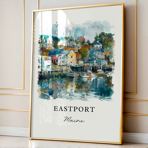 Eastport Maine Art, Eastport Print, Eastport Maine Watercolor Art, Moose Island ME Gift, Travel Print, Travel Poster, Housewarming Gift