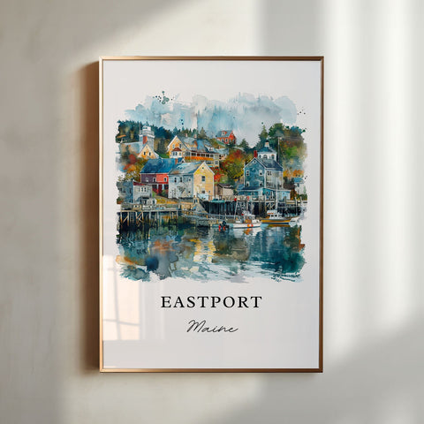 Eastport Maine Art, Eastport Print, Eastport Maine Watercolor Art, Moose Island ME Gift, Travel Print, Travel Poster, Housewarming Gift