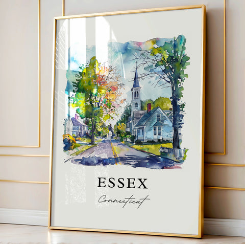 Essex CT Wall Art, Essex Connecticut Print, Centerbrook CT Watercolor, Ivorytown CT Gift, Travel Print, Travel Poster, Housewarming Gift