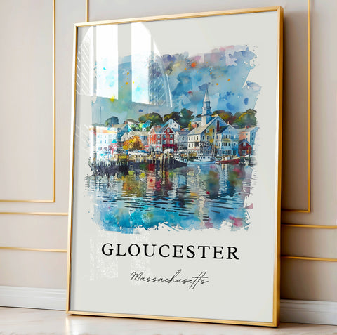 Gloucester Massachusetts Art, Cape Ann Print, Gloucester MA Watercolor, Gloucester Mass Gift, Travel Print, Travel Poster, Housewarming Gift