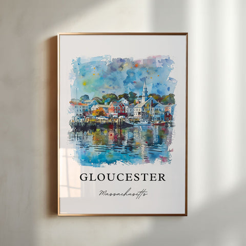 Gloucester Massachusetts Art, Cape Ann Print, Gloucester MA Watercolor, Gloucester Mass Gift, Travel Print, Travel Poster, Housewarming Gift