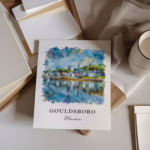 Gouldsboro ME Wall Art, Hancock County Print, Gouldsboro Watercolor, Gouldsboro Maine Gift, Travel Print, Travel Poster, Housewarming Gift