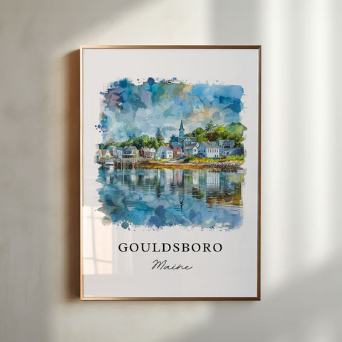 Gouldsboro ME Wall Art, Hancock County Print, Gouldsboro Watercolor, Gouldsboro Maine Gift, Travel Print, Travel Poster, Housewarming Gift