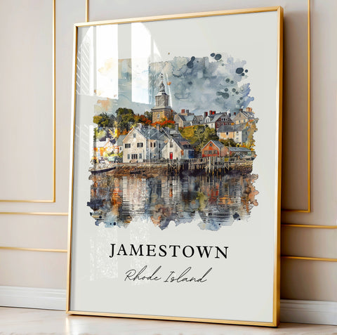 Jamestown Rhode Island Art, Newport County Print, Jamestown Watercolor, Jamestown RI Gift, Travel Print, Travel Poster, Housewarming Gift