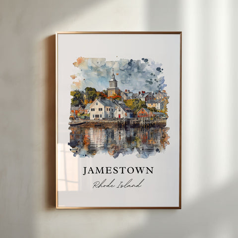 Jamestown Rhode Island Art, Newport County Print, Jamestown Watercolor, Jamestown RI Gift, Travel Print, Travel Poster, Housewarming Gift