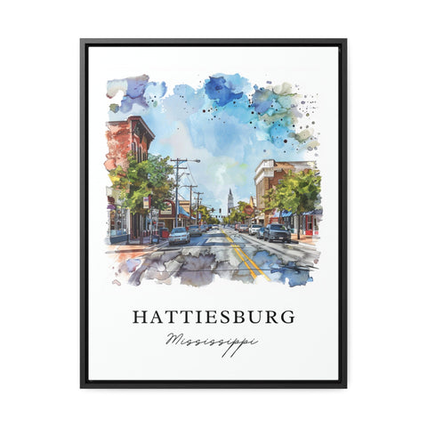 Hattiesburg MS Art, Hattiesburg Print, Hattiesburg Mississippi Watercolor, Univ Mississippi Gift, MS Travel Poster, Housewarming Gift