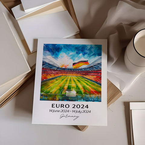 Euro 2024 Wall Art, Euro 2024 Print, UEFA Watercolor Art Euro 2024 Soccer Gift, Germany Travel Print, Housewarming Gift, Soccer Enthusiast