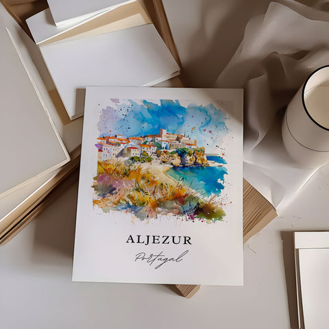 Aljezur Portugal Art, Aljezur Print, Faro Watercolor Art, Algarve Portugal Gift, Travel Print, Travel Poster, Housewarming Gift