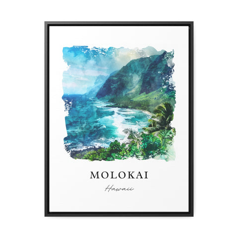 Molokai Hawaii Wall Art, Molokai Print, Molokai Watercolor Art, Hawaiian Islands Gift, Travel Print, Travel Poster, Housewarming Gift